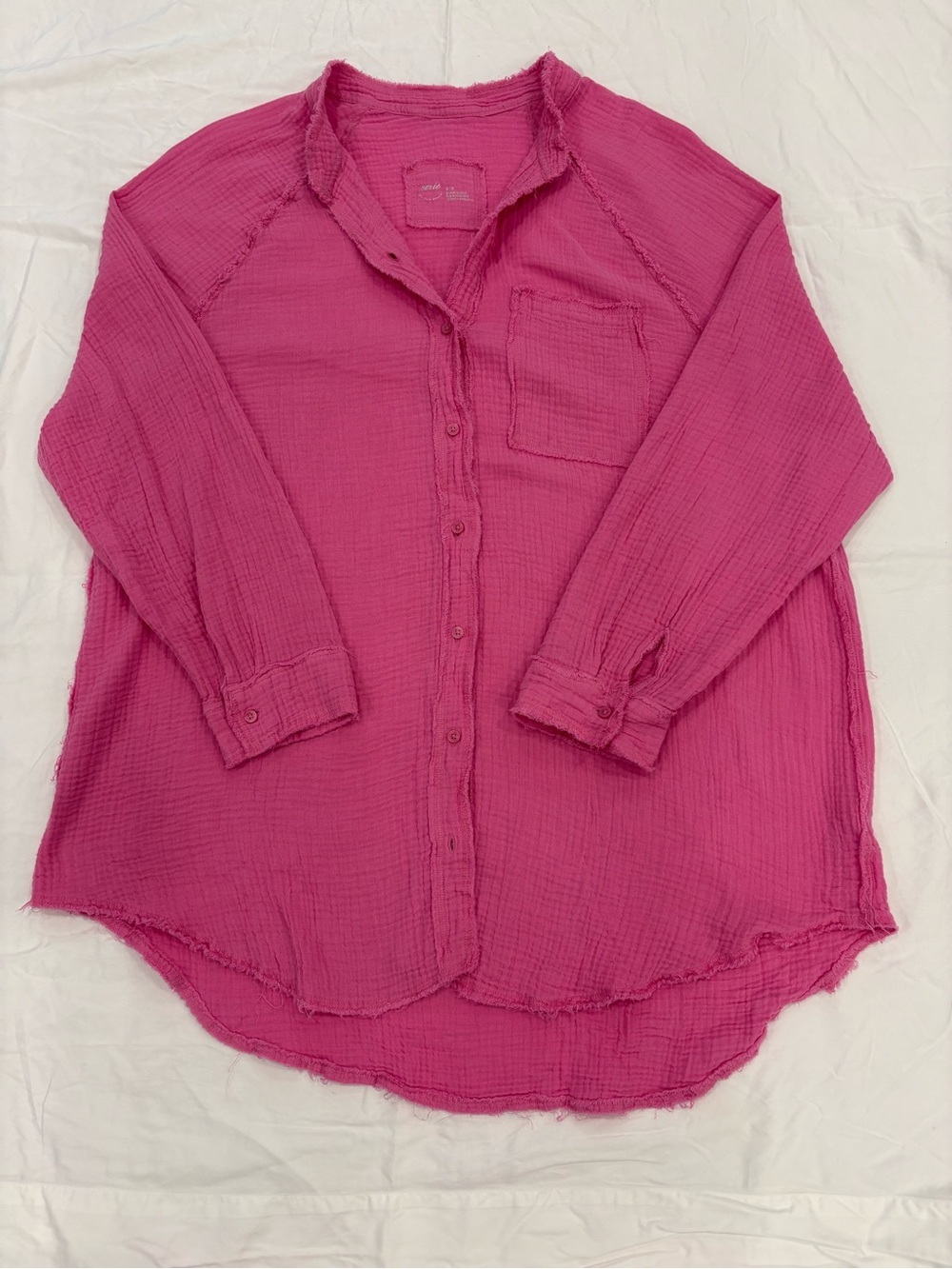 Aerie Gauzy Coverup Shirt Pink Cotton Beach Cover Up Medium